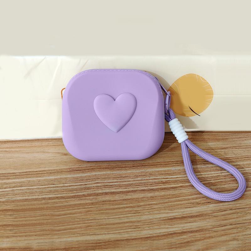 Heart-Shaped Small Square Bag for Wireless Earphones,Card Holder and Coin Purse, Suitable for Birthday Holiday Party Christmas
