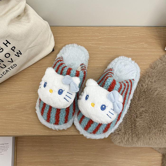 

Пушистые тапочки женские зимние домашние комнатные полосатые мультяшные парные цветные с плюшевой мордочкой студенческие хлопковые тапочки женские 41 синий