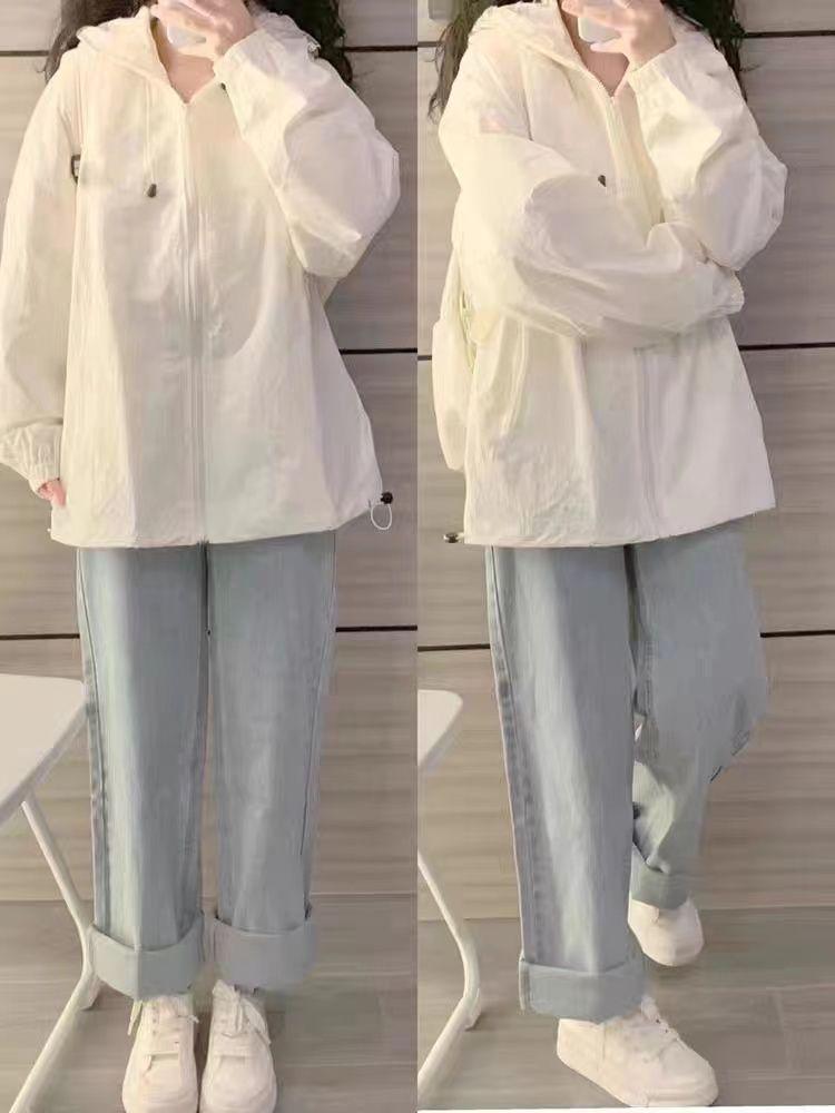 Women's 2024 American Retro Chic Lightweight Hooded Windbreaker