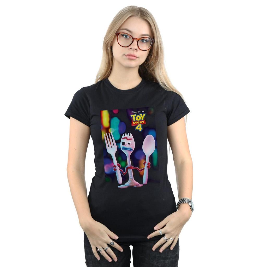 Disney Womens/Ladies Toy Story 4 Forky Poster Cotton T-Shirt