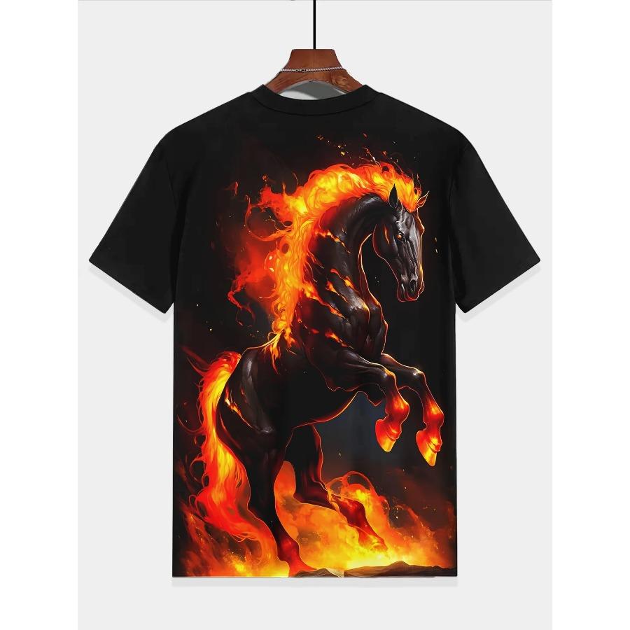 Dětská trička 3D Fire Horse Oblečení Chlapec Dětské tričko Dětské oblečení Chlapecké oblečení Topy Tričko s krátkým rukávem pro chlapce