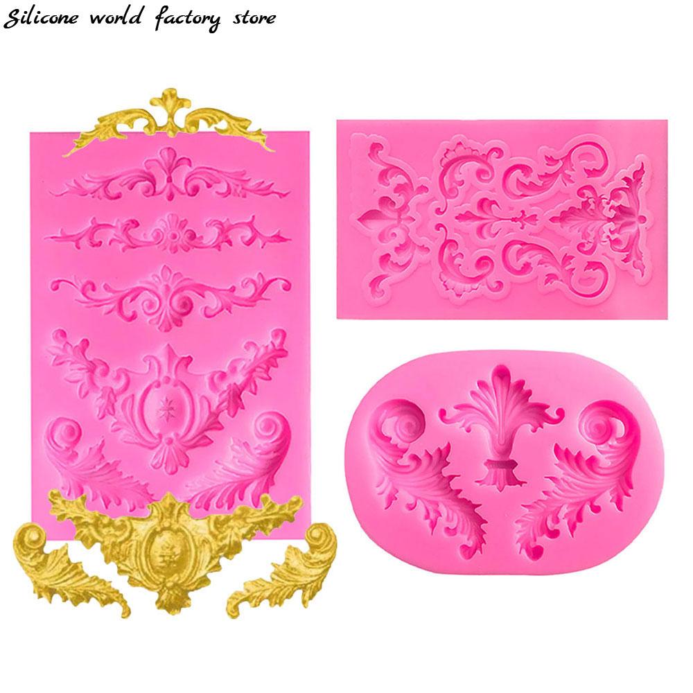 Silicone World Style Retro Relief Decoration For Flipped Sugar Silicone Molds Cake Edge Fondant Molds Chocolate Baking Tools