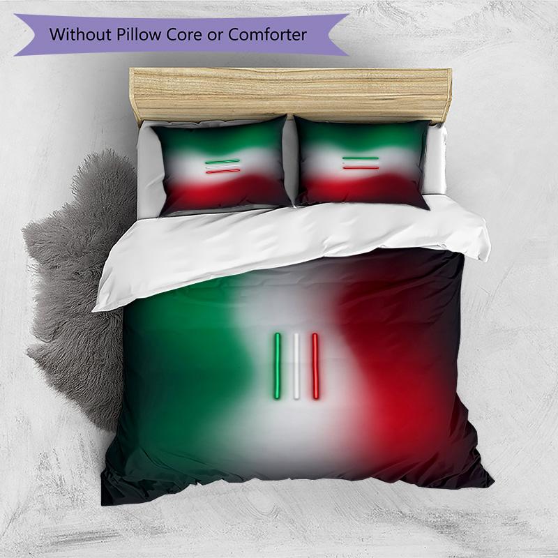 Mexico footbal Printed Bedding 3 Piece Set Cozy Breathable Bed Cover Set as Housewarming Holiday Gift