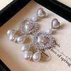 Zircon Inlaid Zircon Pearl Earrings for Women Fashionable Heart Drop Earring Personalized High-end Luxury Designer Zircon