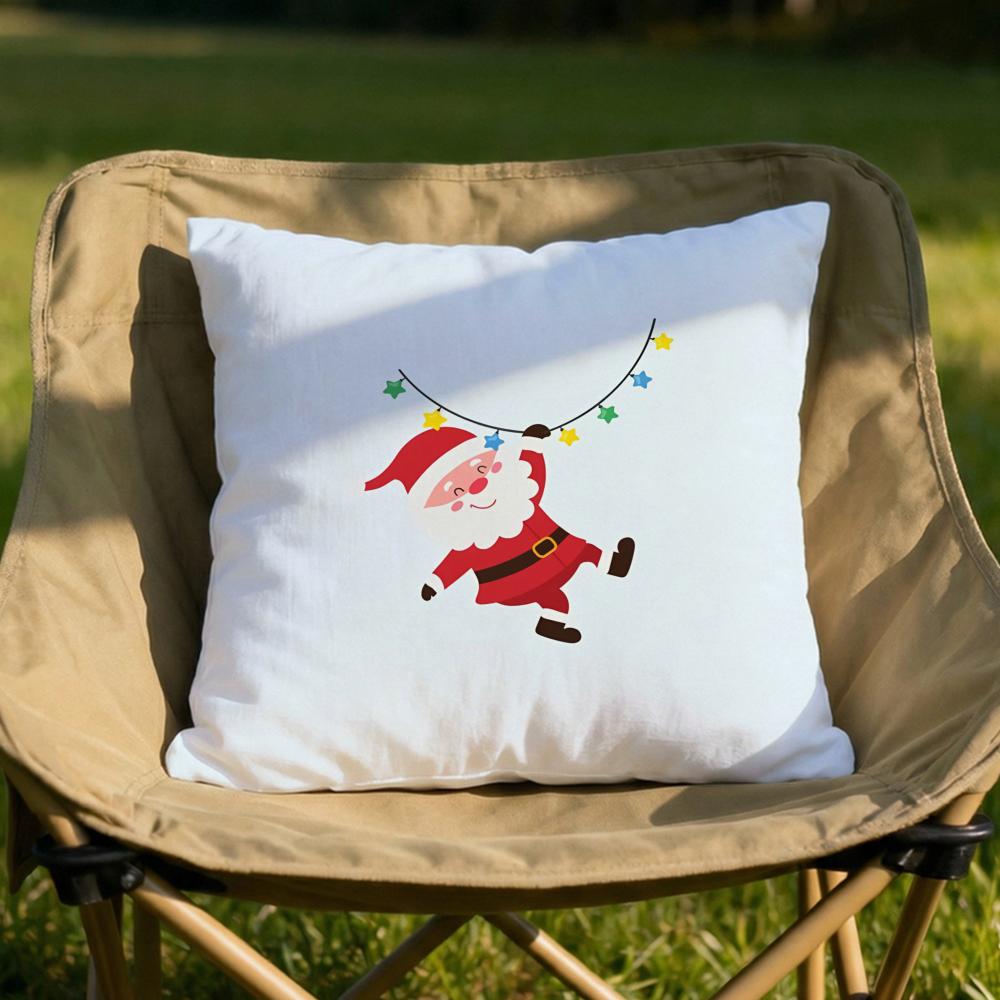 Christmas Santa and Deer Cushion Cover Soft Reversible Durable Pillow Cover MultiScene Use for Home Car Daily Comfort