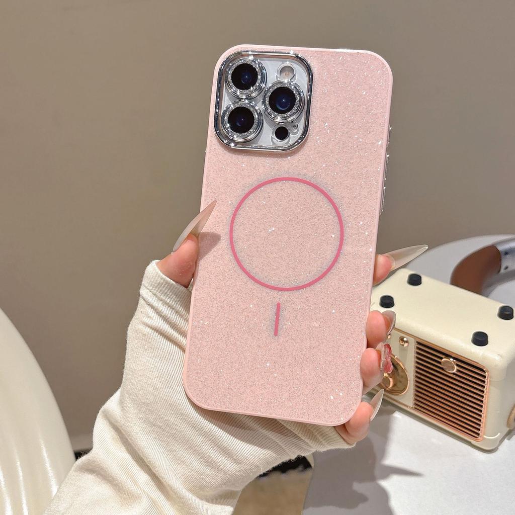 Glitter Powder Thin Circle Magnetic Suction Case Suitable for Apple 16e Mobile Phone Case IPhone 15 Anti Fall and Scratch Proof All Inclusive Soft