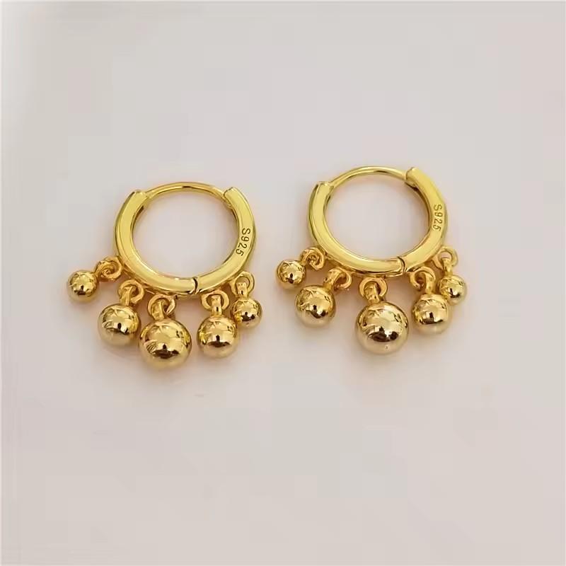 Fashion Silver Gold Plated Tassel Round Ball Hoop Earrings for Women Girls Punk Ear Party Jewelry Gift