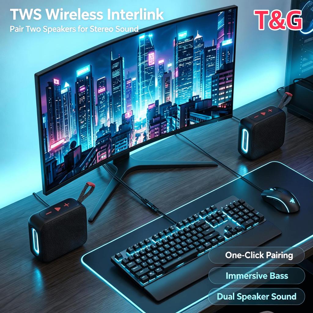 New T G TG487 Bluetooth 5.4 Portable Speaker Supports Card Insertion TWS Interconnected Outdoor Mini Speaker Sports Bass Speaker 5