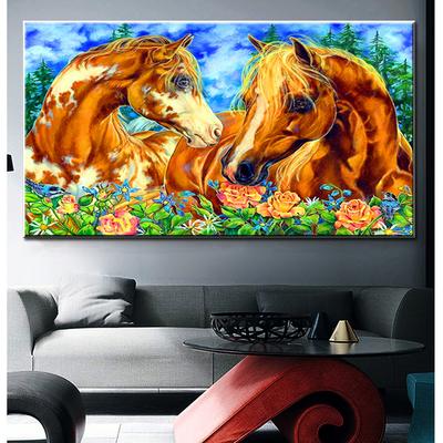 Zwei Pferde Rose 5d DIY Diamantmalerei Kreuzstich Voll Diamant Mosaik Perlen Stickerei Strass Geschenk animal crossing S218