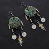 Antique Drop Earrings Cotton Thread Circle Earrings Women Beaded Tassel Long Dangle Eardrop Ethnic Jewelry