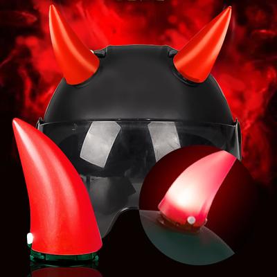 Quick Disassembly, Luminous Electric Vehicle Helmet Decoration, Large And Small Horns, Motorcycle Helmet, Universal Personality