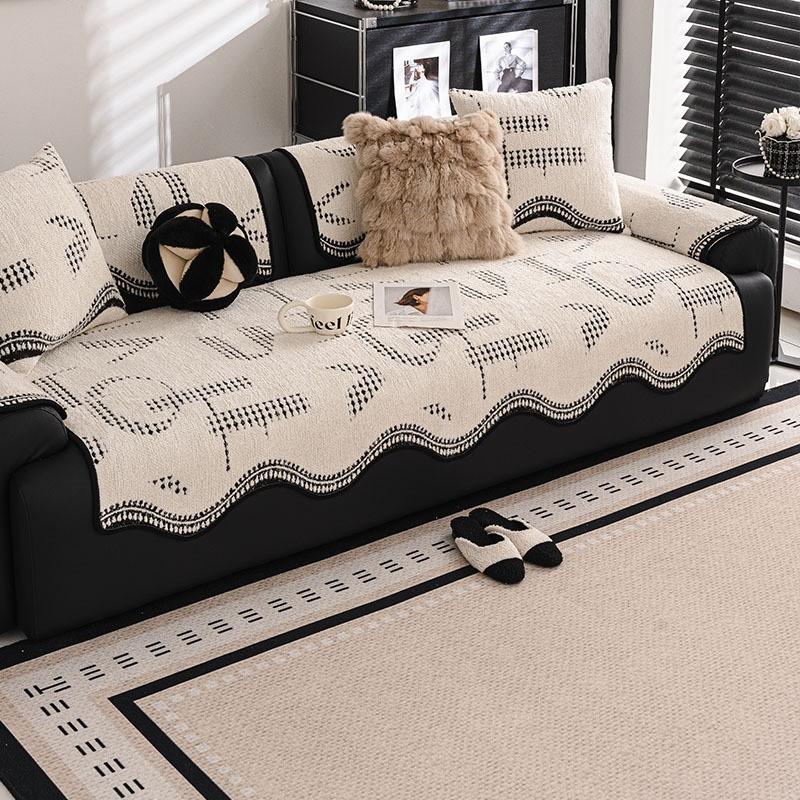 Plush Special-Shaped Sofa Cushion Autumn And Winter New Straight-Breasted Leather Sofa Seat Cushion Thickened Non-Slip Irregular Sofa Cover