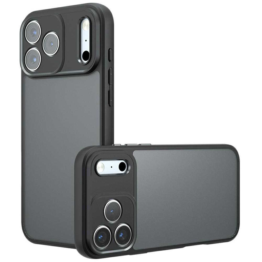For iPhone 17 Pro Max Case Skin-Touch TPU+PC Matte Phone Shell,Transparent Black