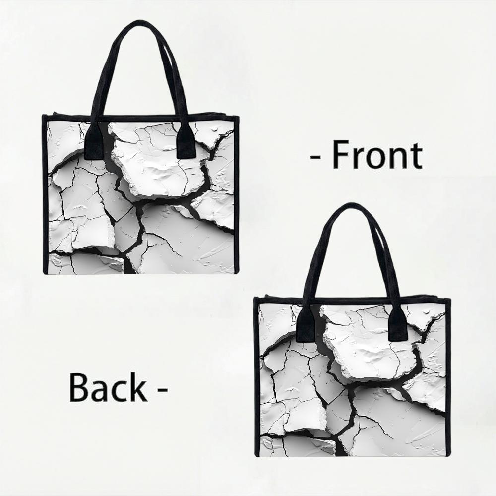 Crack Pattern Canvas Tote Bag Large Capacity Casual Daily Shoulder Handbag for Women Shopping Travel