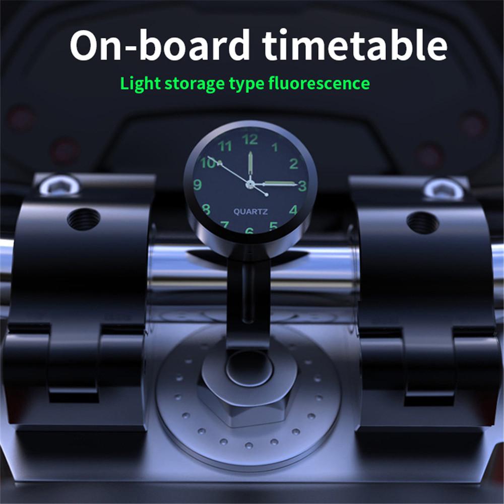 Orologio per Manubrio Moto Supporto per Orologio Moto in Alluminio Visione Notturna Impermeabile Antiurto Fibbia Orologio Luminoso per Scooter Bicicletta Moto