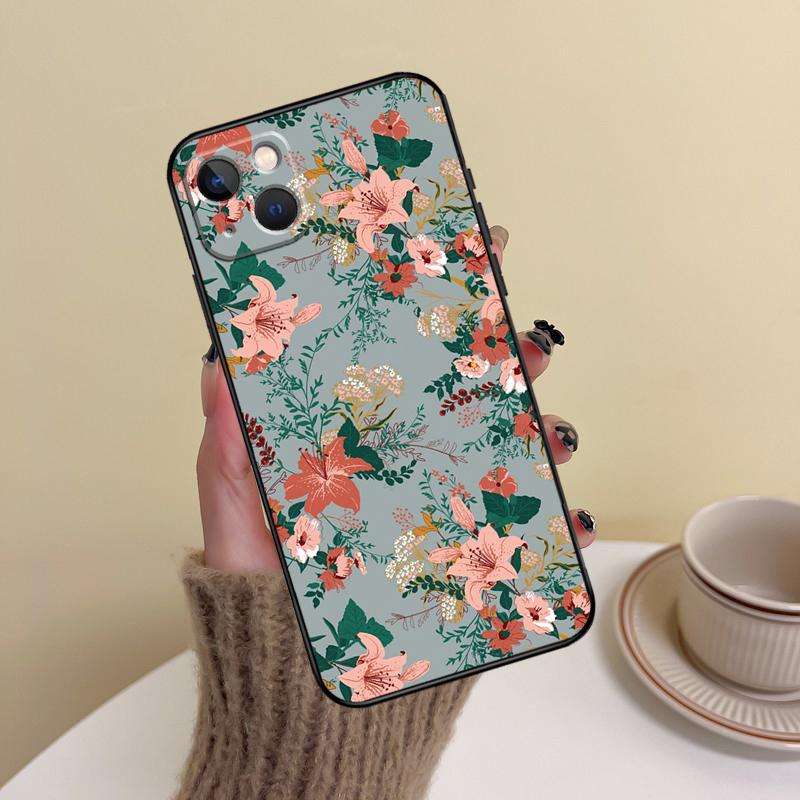 Painting Flowers Nature Leaves Phone Case For iPhone 14 Pro Max 17 Air 16 15 11 12 13 Pro Max mini 16 Plus 16e Cover Funda