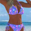 Il Nuovo Costume da Bagno Bikini da Donna a Strisce Splicing con Scollo Diviso Europeo e Americano È Sexy