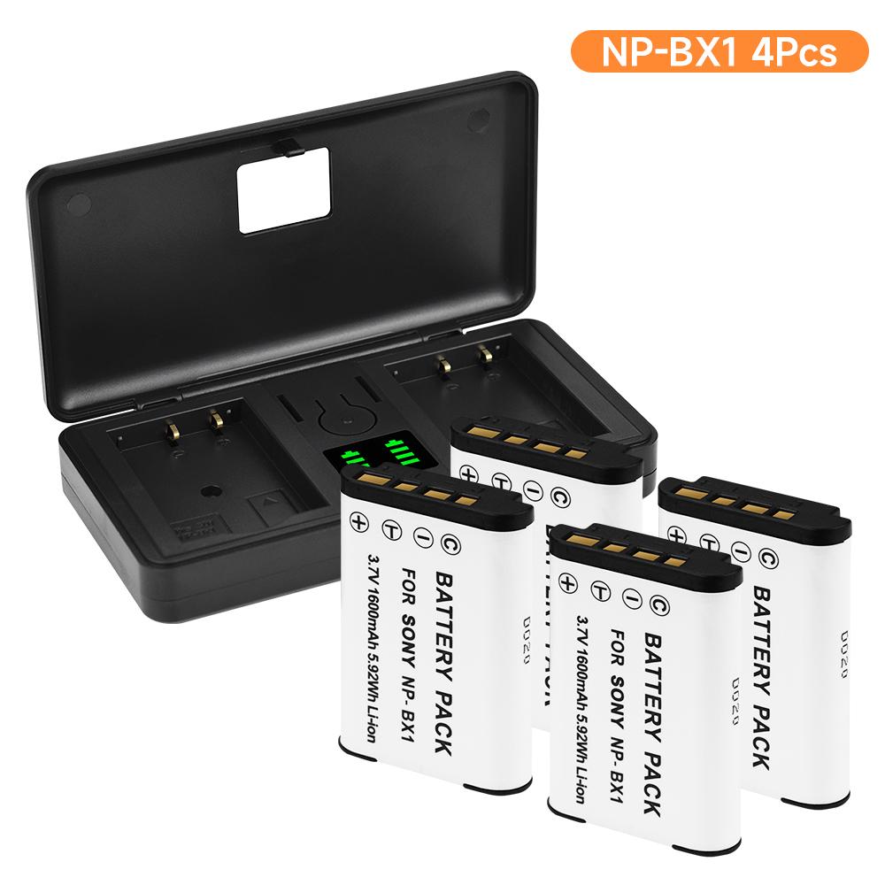 PALO NP-BX1 Np Bx1 Battery + 2 Slots LCD Charger Case for Sony DSC-RX100 DSC-WX500 IV HX300 WX300 HDR-AS15 X3000R MV1 AS30V