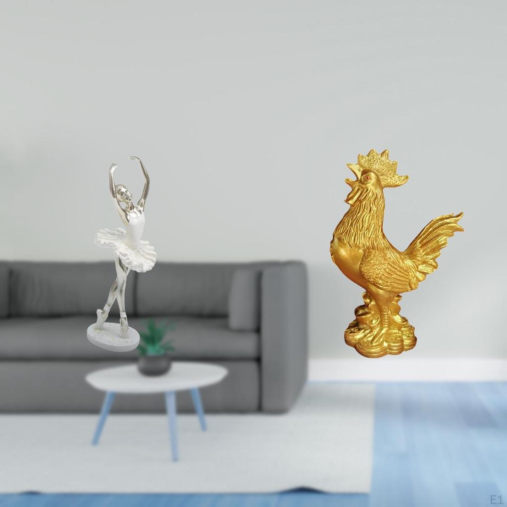 Ballerina Chicken Figurine Modern Dancing Girl Sculpture Creative Art Ornament for Bedroom Office