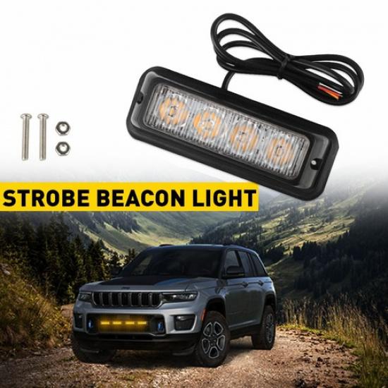 

4 LED Amber Truck Car Beacon Warning Hazard Flash Strobe Light US
