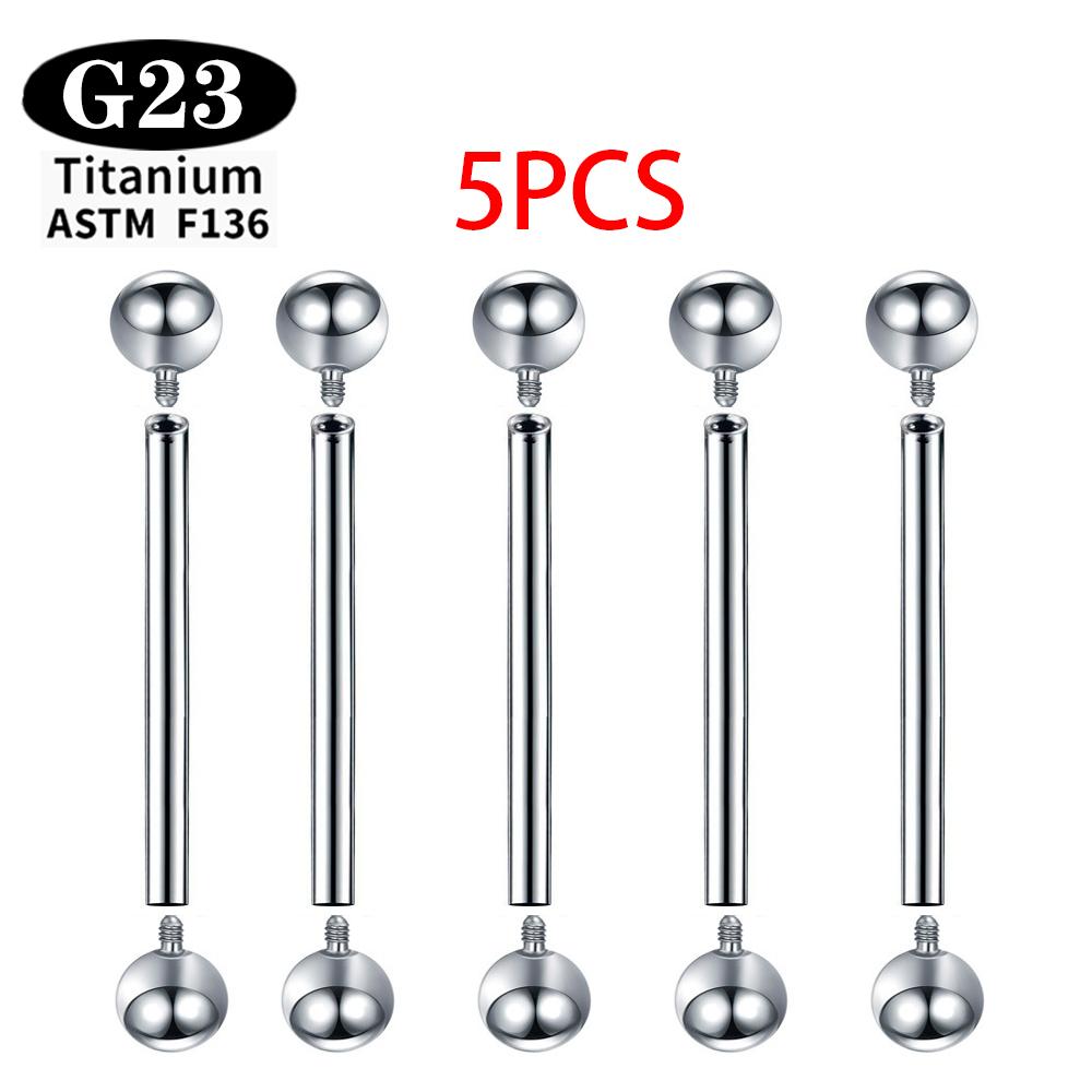 Implantatgrad Titan ASTM F136 Innengewinde Gerade Barbells Zungenring Ohrringe Piercing Schmuck Stange 2/5/50 Stück/Los
