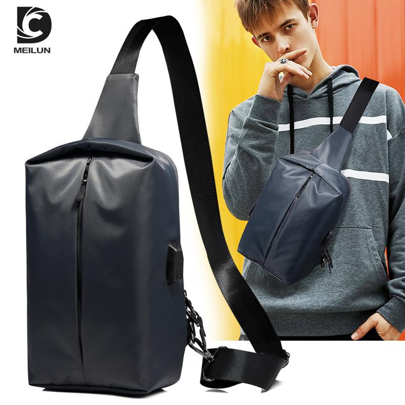 Men's Simple Travel Single Shoulder Messenger Bag Student Tide Brand Messenger Bag Small Bag Trend Leisure Small Solid Color Soft Chest Bag