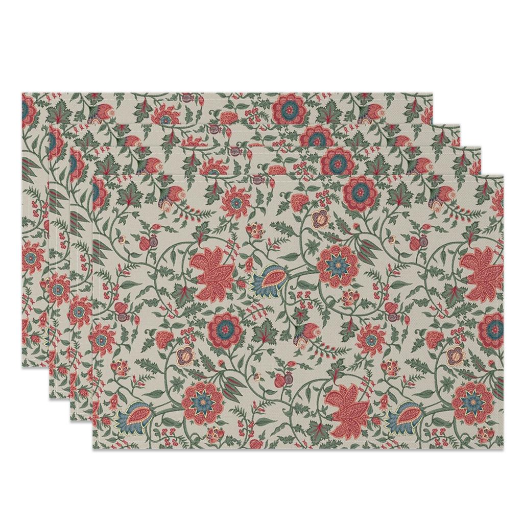 4-Piece Elegant Floral Placemat Set, Vintage Style Dining Table Mat, for Dining & Wedding Decoration – Exquisite
