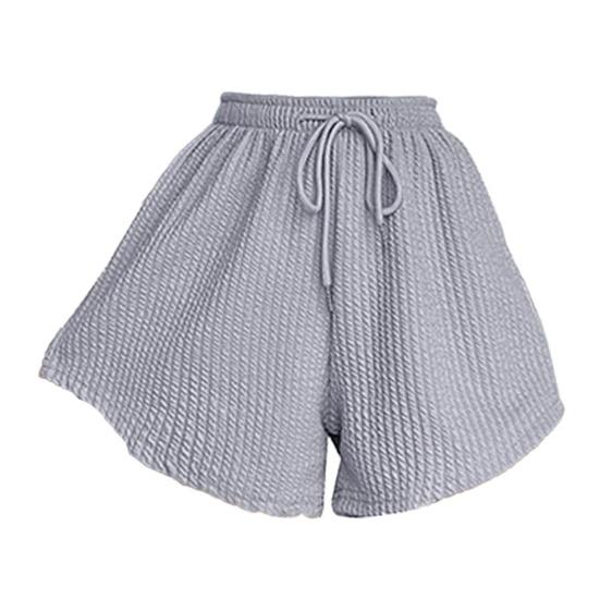 Summer Women Shorts Drawstring High Elastic Waist Loose Hem Plus Size Pocketed Pure Color A-line Thin Casual Sport Homewear Short Pants