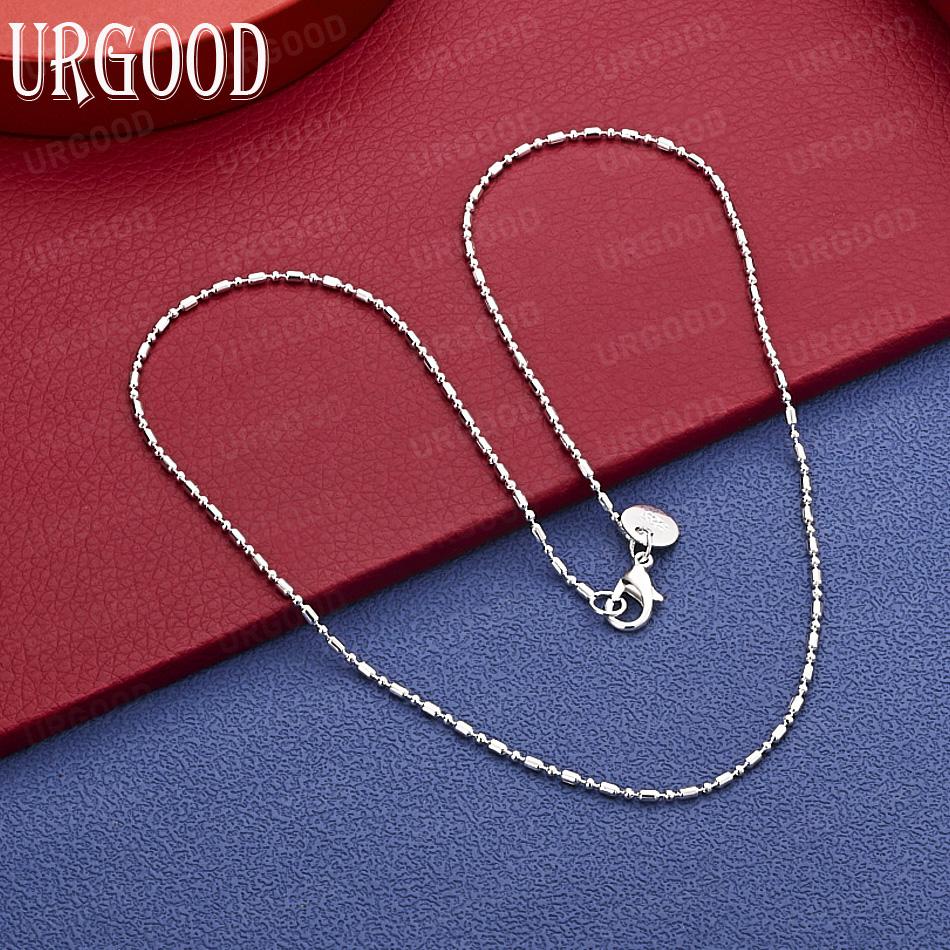 925 Sterling Silver Simple Bamboo Bead Necklace - Banquet Gift Jewelry