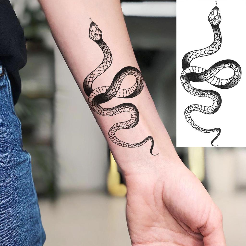 Waterproof Cross-border Snake & Dragon Skull Temporary Tattoo Stickers for Arm, European & American Design