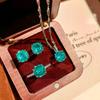 Octagonal Millennium Rose Cut Paraiba Necklace Pendant With High Carbon Diamond Colorful Diamond Stud Earrings Yellow Diamond Ring Women