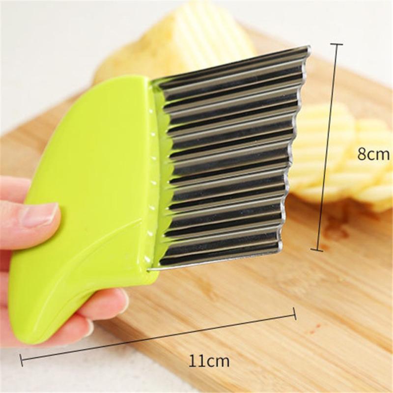 Stainless Steel Crinkle Cut Knife - Multi-Purpose Chip Slicer For Vegetables, Fruits And French Fries 