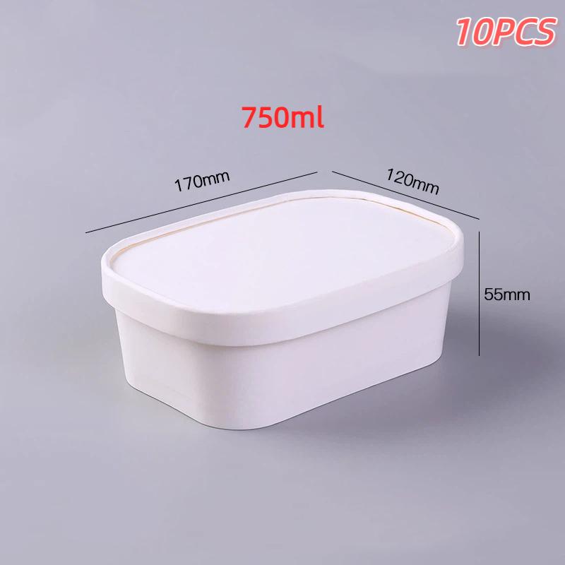10Pcs Square Disposable Lunch Box Paper Food Container Kraft Paper Lunch Box Leak Proof With Lid Food Packing Box