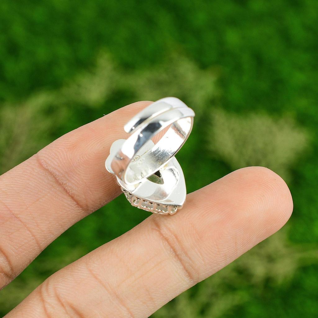 Birthday Gift For Her Natural Moonstone Stackable Adjustable Ring 925 Silver