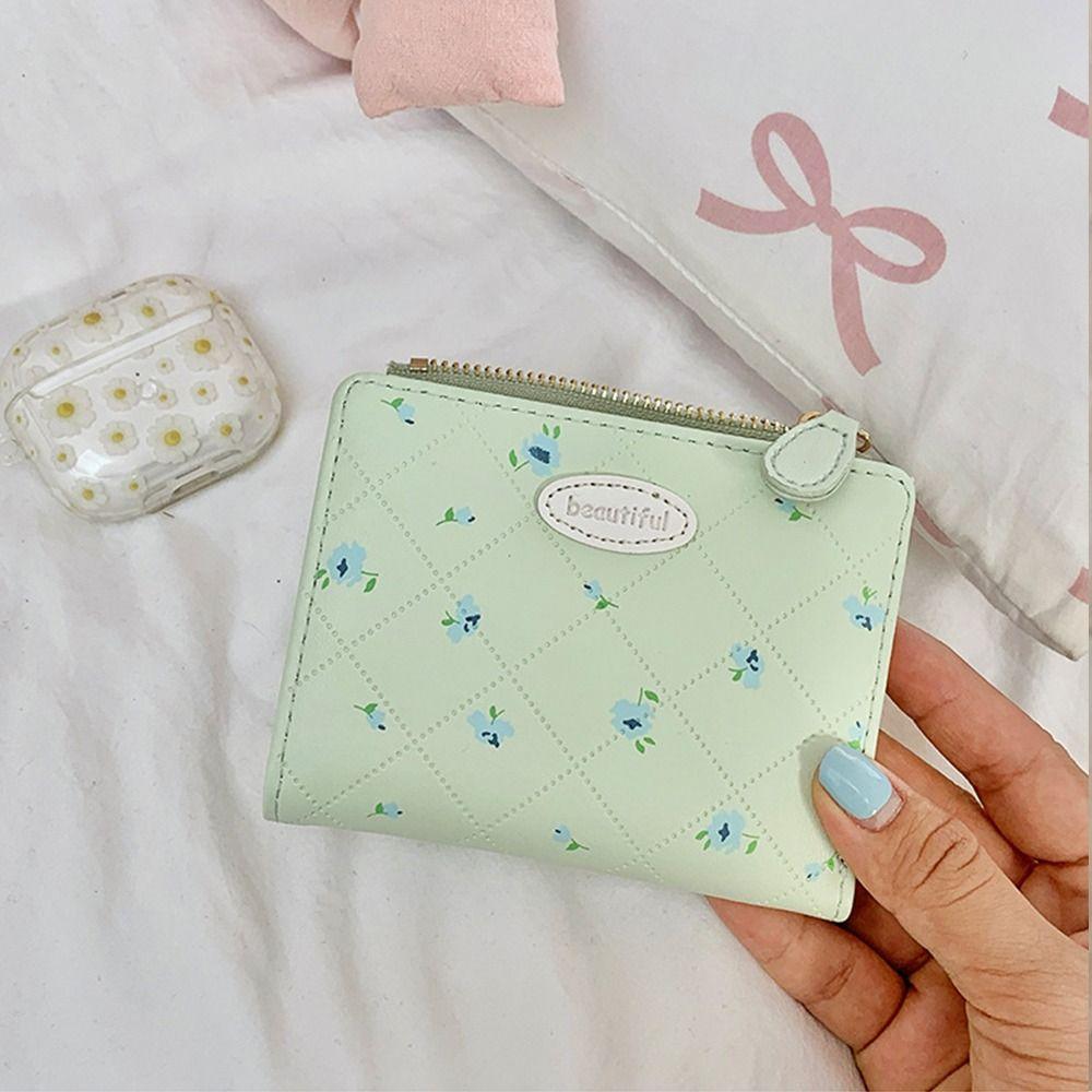 Flower Student Wallet Short Coin Purse Lovely Women's Wallet  Card Bag