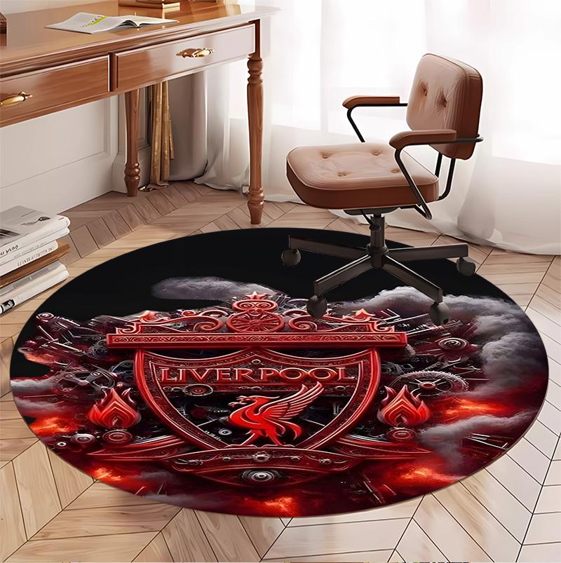 Liverpool F.C Pattern Round Rug, Indoor/Outdoor Mat, for Picnic, Gameroom, Bedroom, Office, Living Room, Home Decor Carpet, Birthday Gift