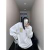 2025 New Arrival: European-Style White Long-Sleeve Women's T-Shirt, Mid-Length Loose Fit, Pure Cotton Base Layer for Autumn/Winter