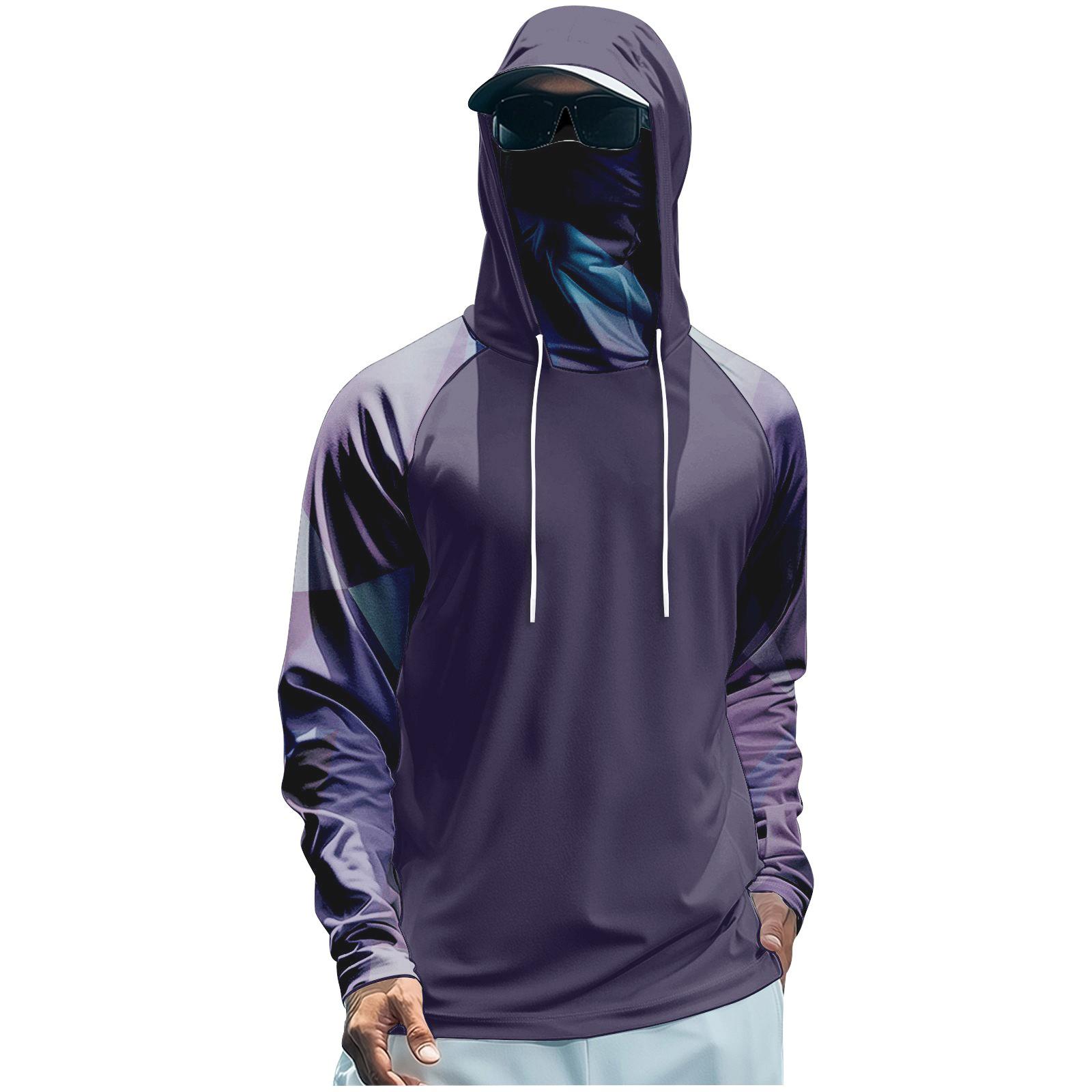 

Men s Performance Fishing Raglan Hoodie - UPF 0+ UV Long Sleeve Sun-protective Shirt With Mesh Visor XL чёрный