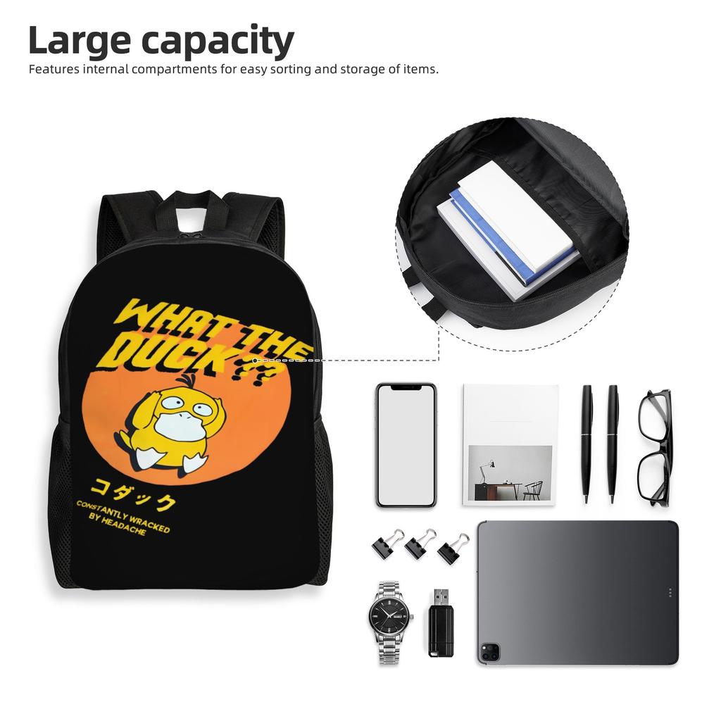 Customized P-Psyducks Backpack Men Women Fashion Bookbag for School College Cartoon Bags