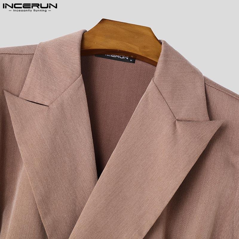 INCERUN Men V Neck Long Sleeve Irregular Layers Zipper Long Jumpsuits Rompers