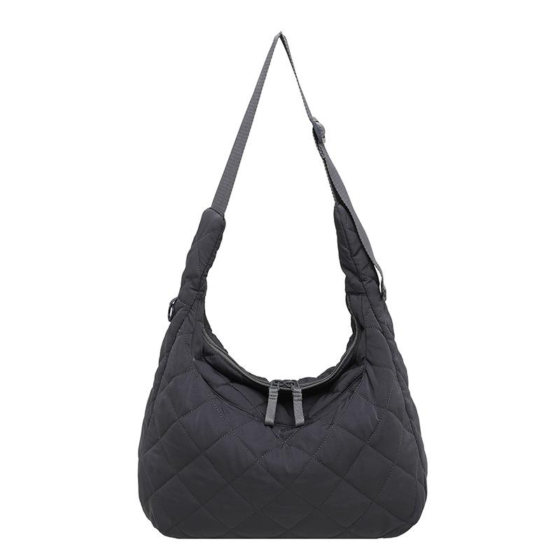 Borsa imbottita di grande capacità per pendolari, retro, con motivo a rombi, a spalla singola, crossbody, tote bag