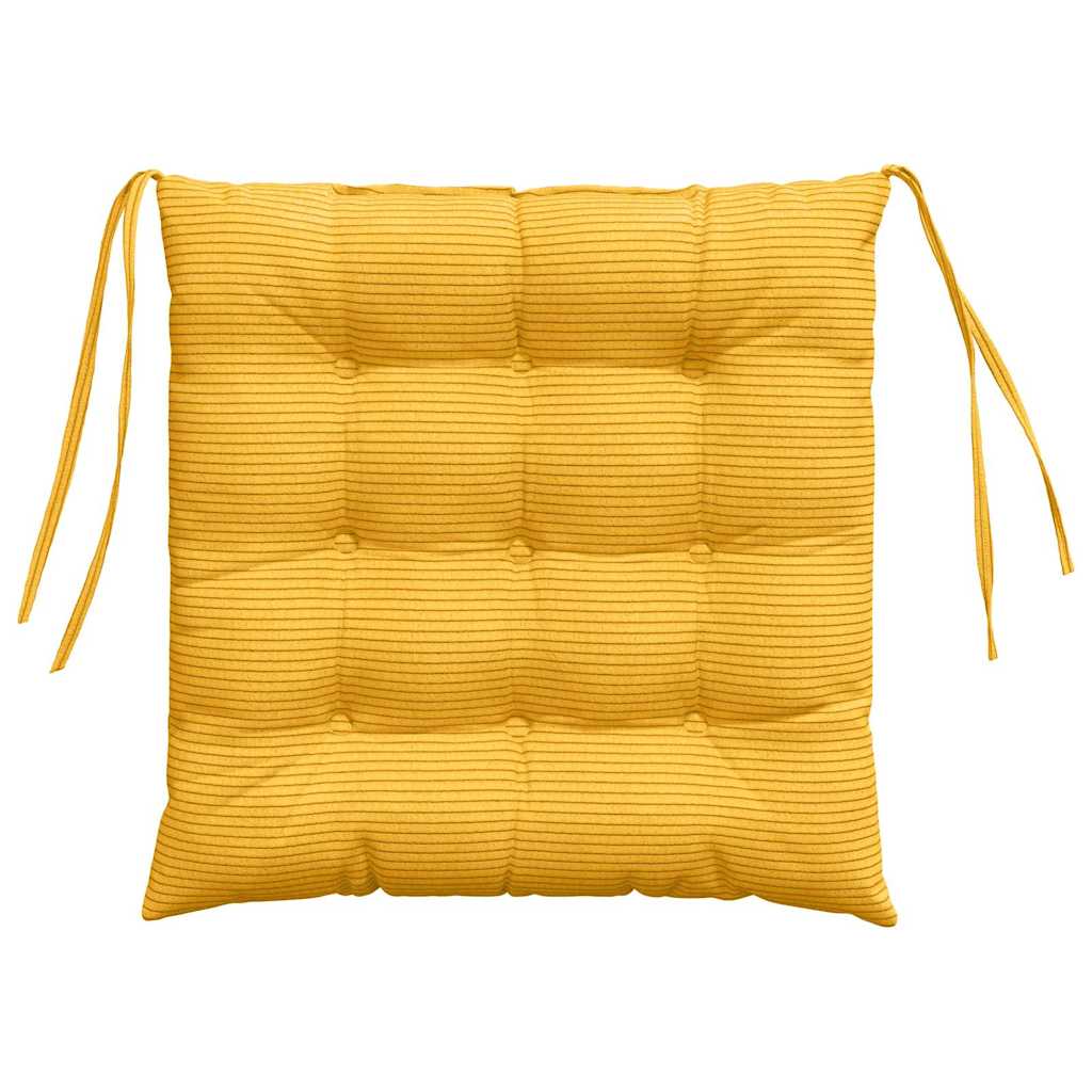 Seat Cushion Set 4 Pcs Light Yellow 40 X 40 X 6 Cm Cord Fabric
