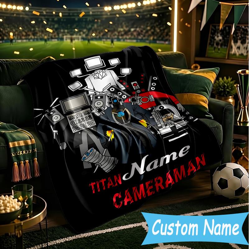 1PC Custom Name Skibidi Future Adventure Throws Blanket Flannel Blankets for Couch Bed Gifts for Men Women Travel Picnic Christmas Fan Gifts