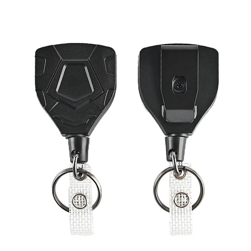 1Pc Retractable Easy-To-Pull Buckle Badge Reel Carabiner Key Chain Anti-Theft Anti-Lost Key Chain With Steel Cord