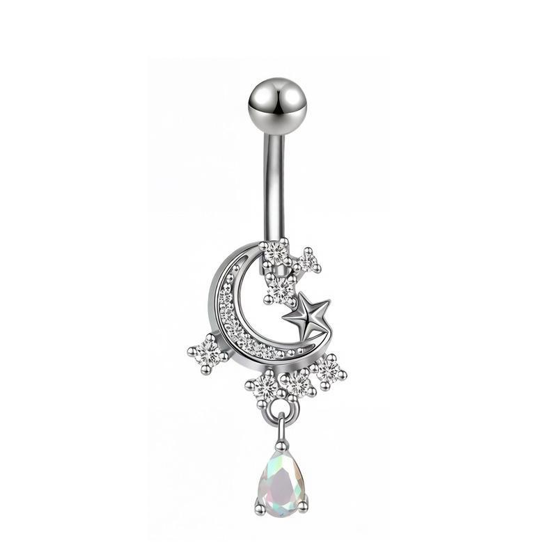 Colorful Y2K Stainless Steel Zircon Planet Moon Butterfly Belly Rings Cute Butterfly Body Piercing Jewelry Belly Button Rings
