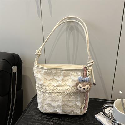 High-value Large-capacity Tote Bag Women's 2025 New Fashionable and Cute Lace Underarm Bag Versatile Shoulder Bag