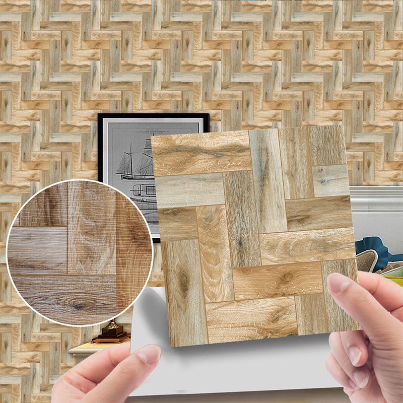 20Pcs Waterproof Wall Stickers Imitation Wood Grain Tile Floor Wall Sticker Self Adhesive Living Room Bathroom Home Decor