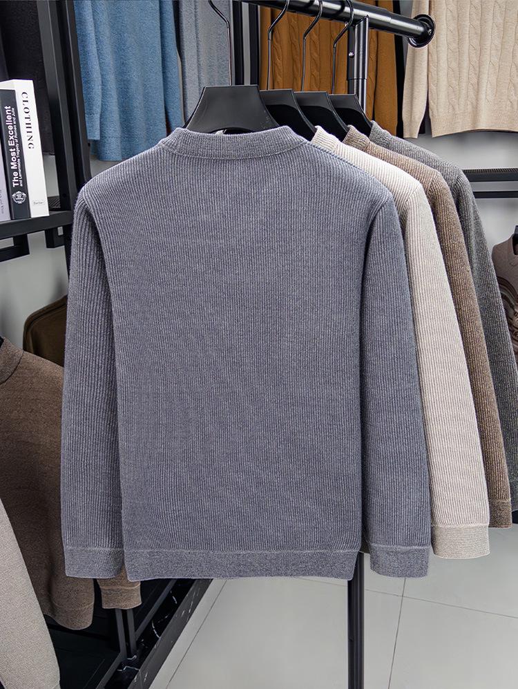 Men’s Winter Mink Velvet Thick Knit Sweater - Round Neck Luxury Casual Pullover