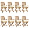 VidaXL Set of 8 Folding Garden Chairs with Cushions, Patio Seats, Dining Chairs, Patio Furniture 3074984