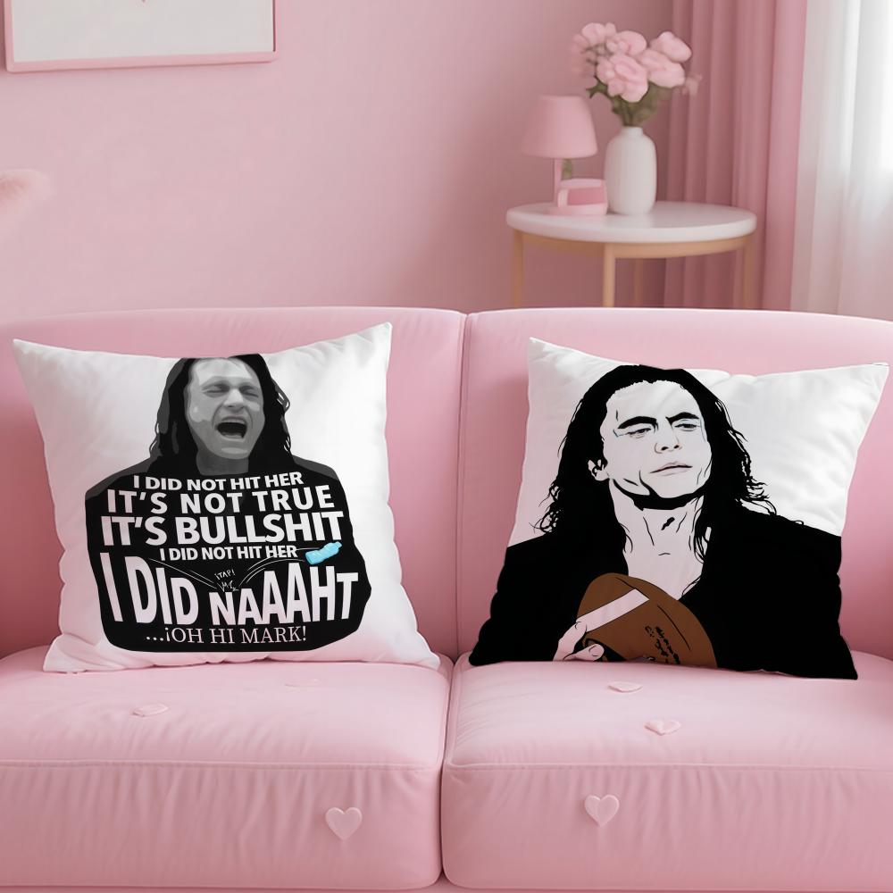 Classic Movie The Room Cushion Cover Soft  EasyWash Pillow Case  Versatile for Couch Bed Travel and Office